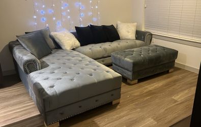 Grey Velvet Sofa