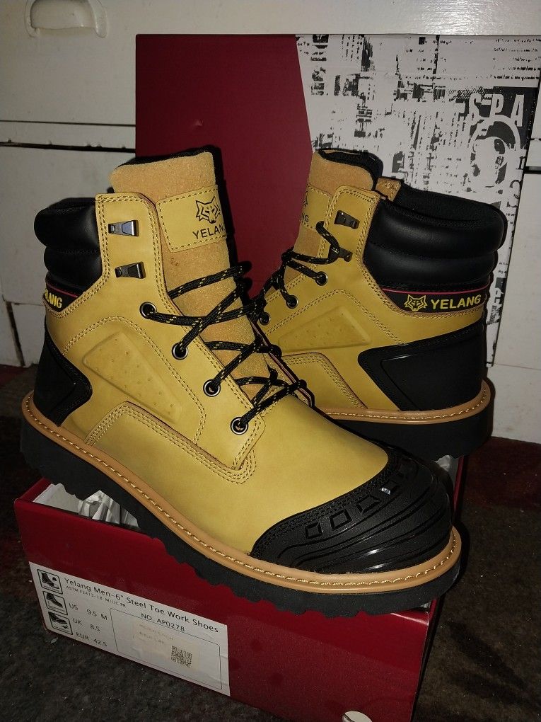 Yelang Work Boots- Rubber/Steel Toe- Size 9.5