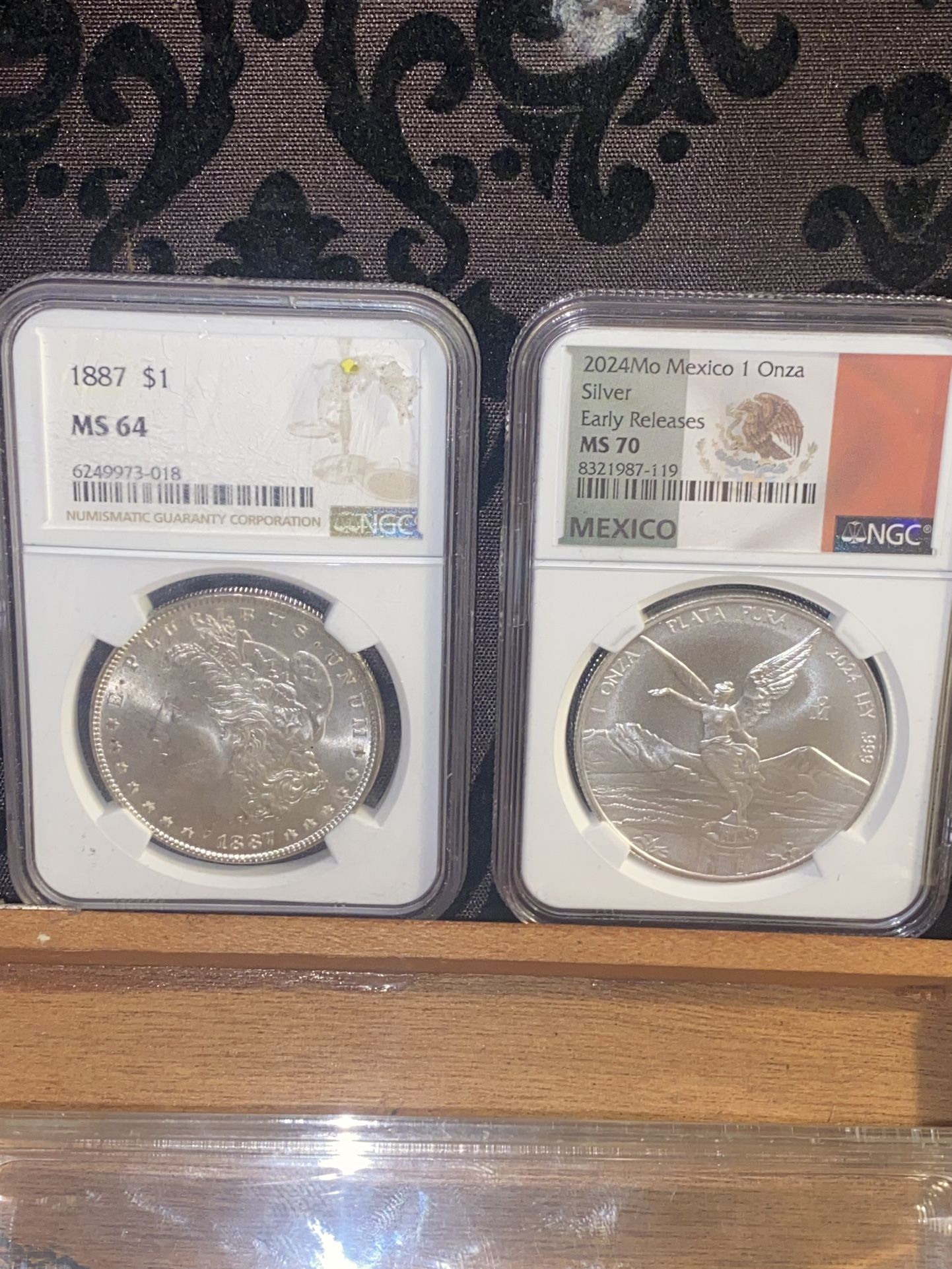 2024Mo Mexico 1 Onza Silver Early Released Ms 70/1887 MS 64 Morgan silver dollar