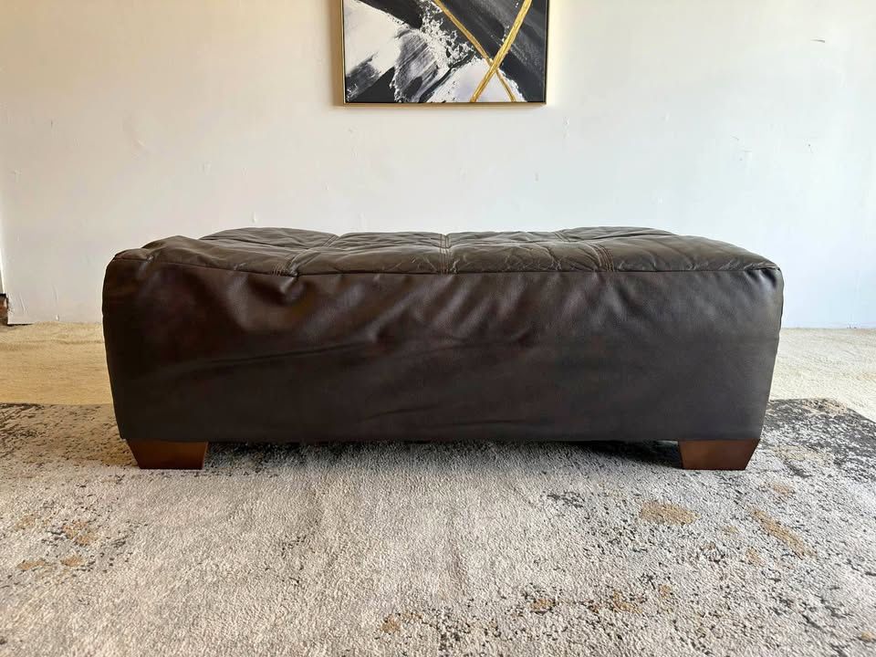 Brown Leather Ottoman