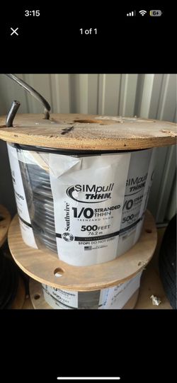 500’ Southwire 1/0 AWG Copper Wire SIMpull THHN Black