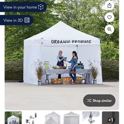 Ozark Trail White Commercial Instant 10' x 10' Straight Leg Canopy with Sidewalls