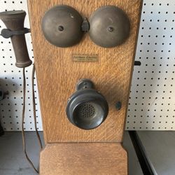 Antique Oak Wall Phone