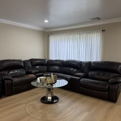 Leather Sectional With 3 recliners!!