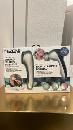 Face & Body Compact Therapy Massager and Facial Cleansing Brush Set.