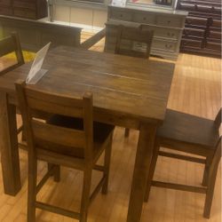 BAR HEIGHT TABLE WITH FOUR CHAIRS! WOOD! PICKUP TODAY! $450! WOW