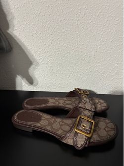 brown coach sandals