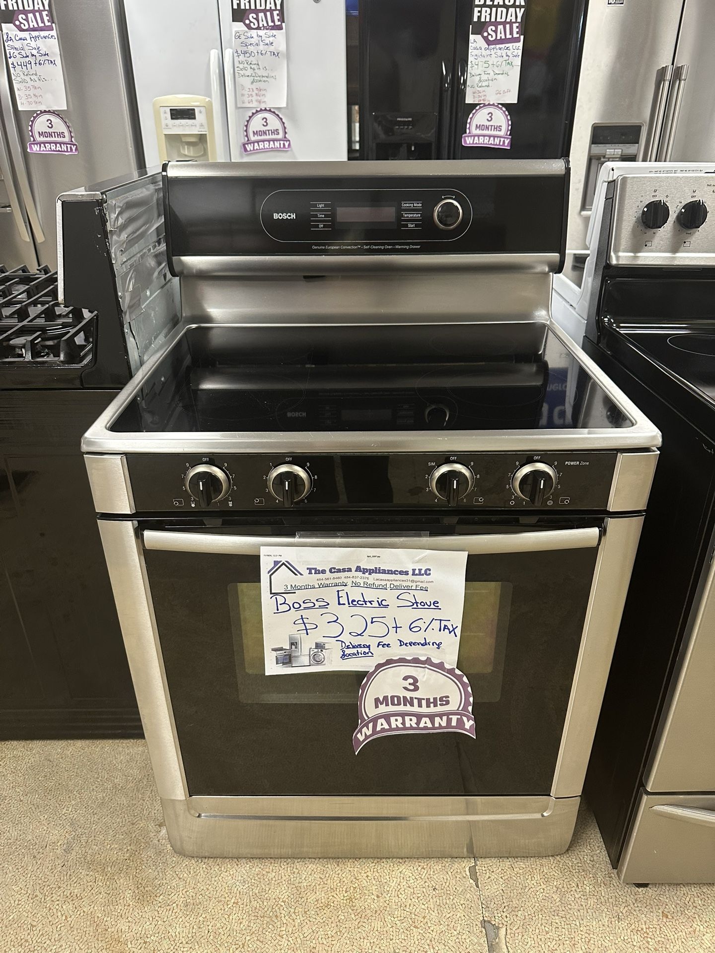 Bosh Electric stove $299 3 months warranty Deliver Available