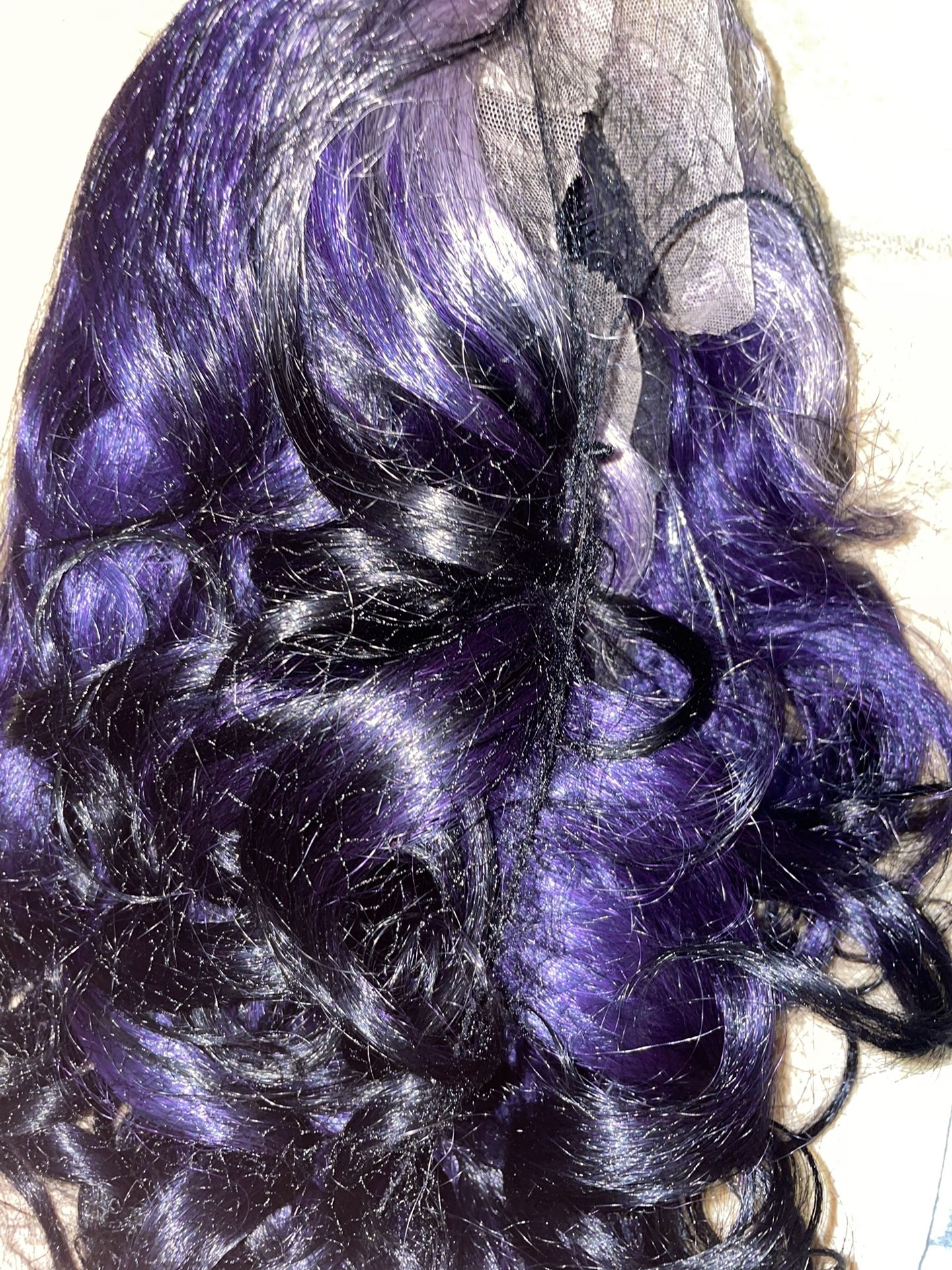 Purple+Black Loose Curl Wig