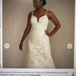 Strappy All over Beaded Lace Mermaid Dress, Size 14