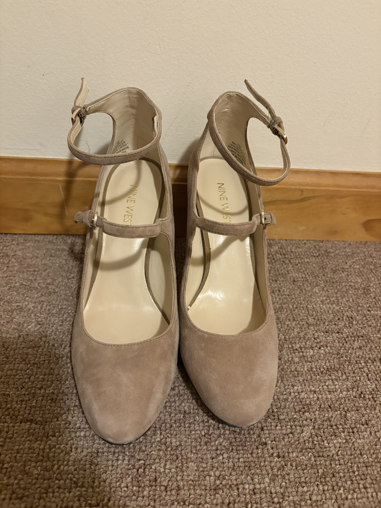Nine West Hannley Natural Suede with Buckle Straps