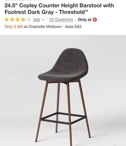 Navy Blue 24.5" Copley Counter Height Barstool with Footrest Dark Gray -