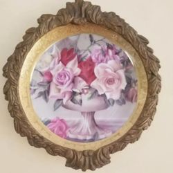 Antique Decorative Wall Plate With Bronze Frame