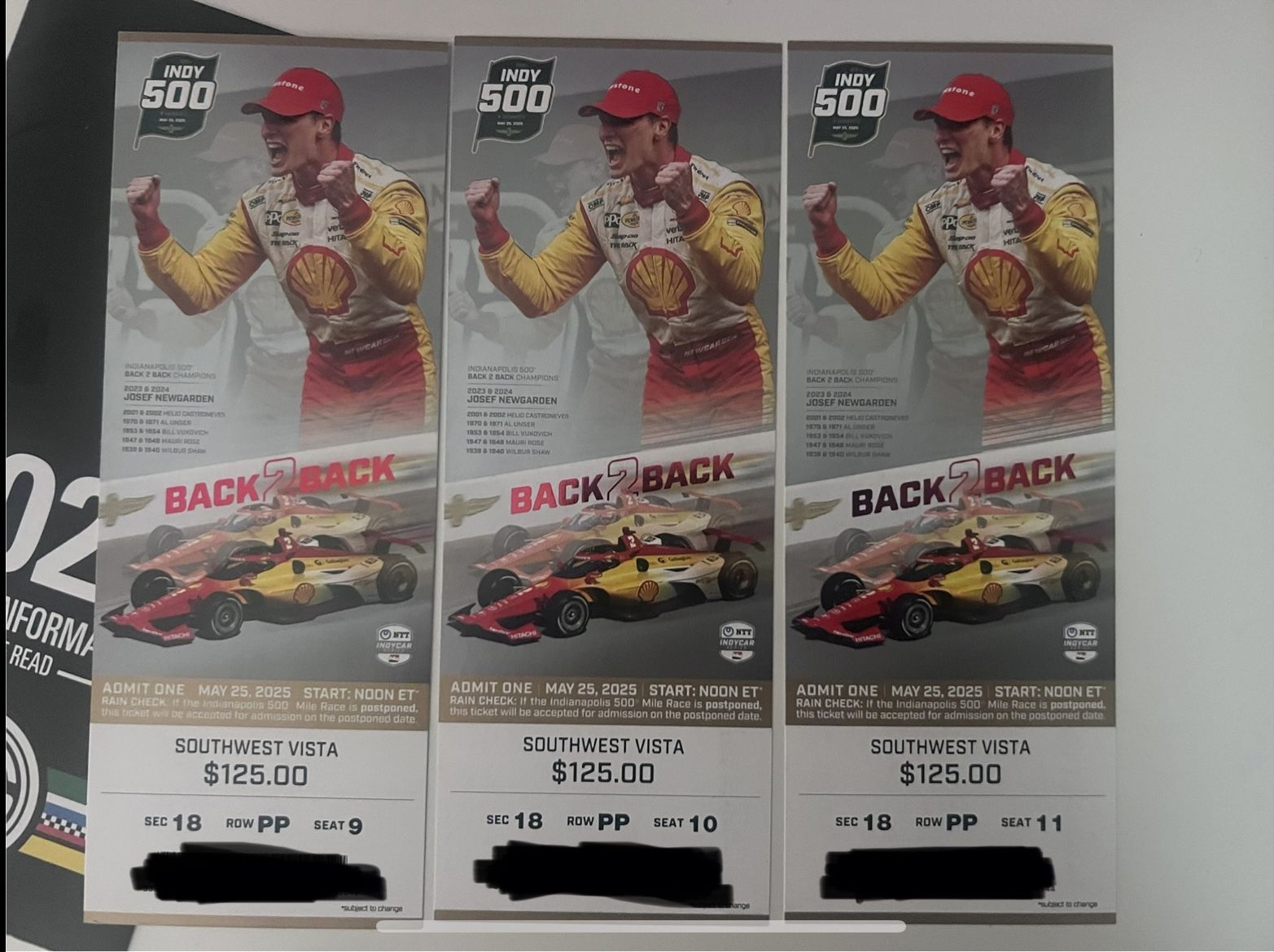 Indianapolis 500 Tickets ( Turn 1/2, SW Vista)