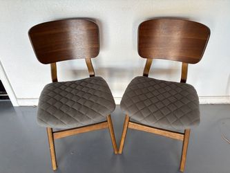 Mid-Century Dining Chairs with Quilted Seats – Set of 2