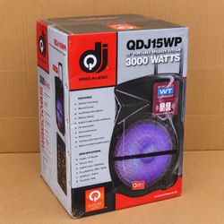 15" Battery Powered Speaker Bluetooth Wireless Microphone FM Radio LED USB SD Micro SD Mic Echo 3000 Watts Quantum QDJ15WP 🚨 Payment Options Availabl