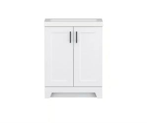 Glacier Bay Brindle 24.5 in. W x 16.25 in. D x 33.8 in. H Single Sink Bath Vanity in White with White Cultured Marble Top