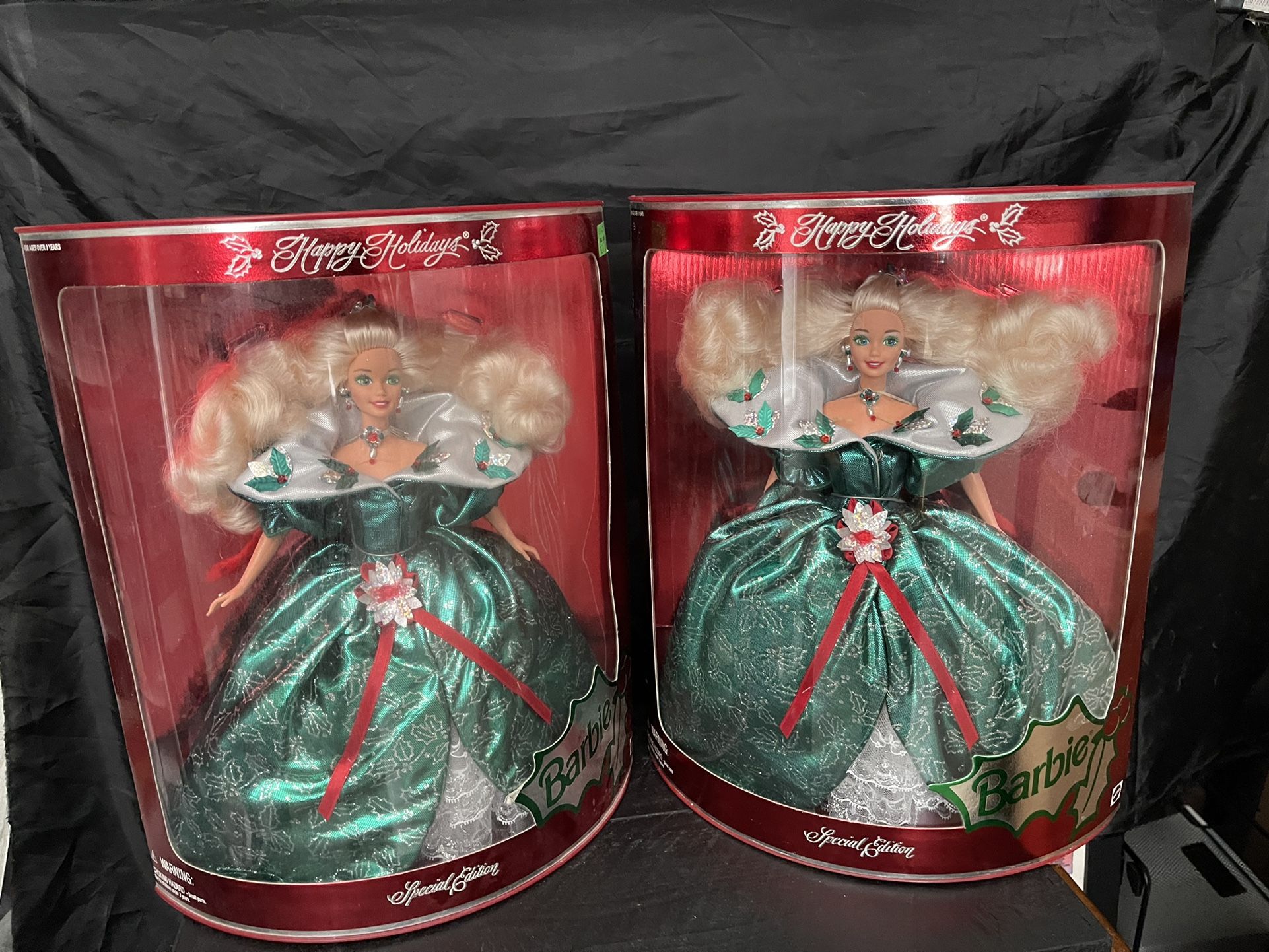 1995 Happy Holiday Barbie Doll, NRFB x 2
