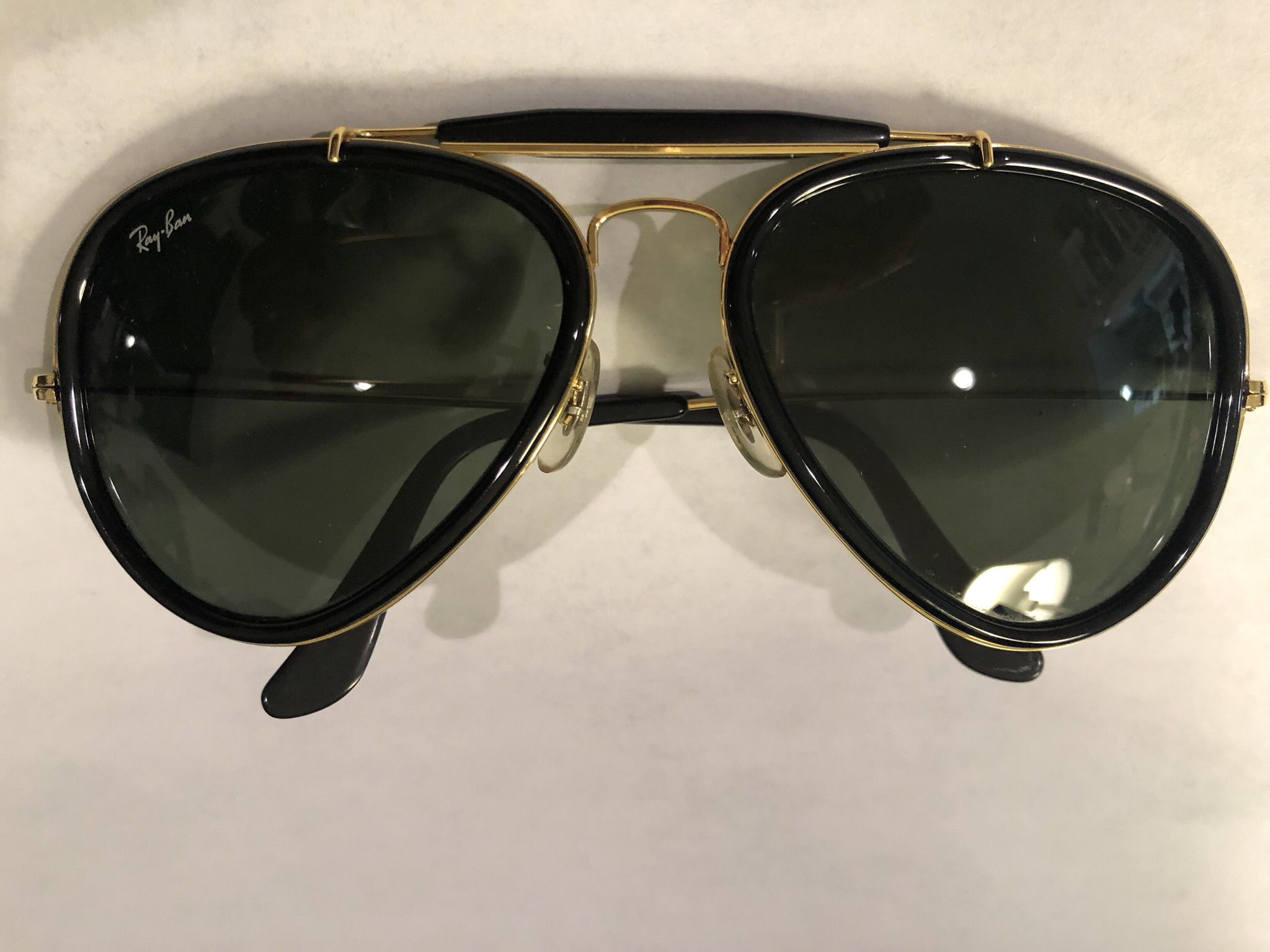 Vintage Ray Ban Aviator Sunglasses, Bausch & Lomb, Gold Frame With Bold  Black Trim for Sale in San Diego, CA - OfferUp