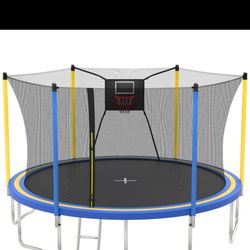14ft Trampoline With Basketball Hoop