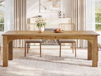 RR0044 78.7-Inch Large Dining Table for 6-8 People, Solid Wood Farmhouse Kitchen Table, Narrow Long Rectangular Dinner Tables for Kitchen & Dining Roo