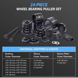 Orion Motor Tech Wheel Bearing Press Kit for Front Wheel Drive Bearing Removal & Installation, 24pc Wheel Bearing Puller Tool Set with Sliding Screws 