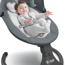 KIDSVIEW Portable 5 Speed Baby Rocker with Music,TInfants - Suitable for 0-9 Months, 5-20 lbs, Gray

