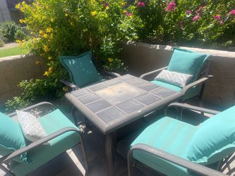 Outdoor Patio Dining Set with Fire Table