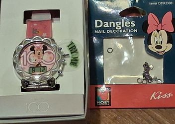 Disney Minnie Mouse Kids Digital Watch – 100th Anniversary plus Nail Accessory