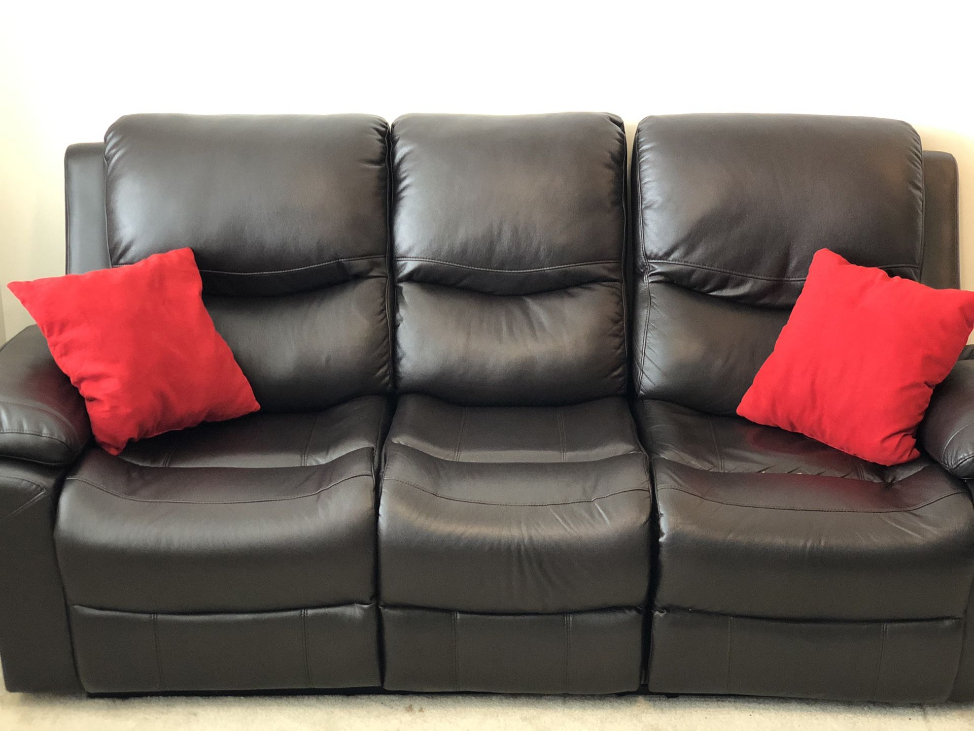 Faux Leather Recliner Sofa and Loveseat Set