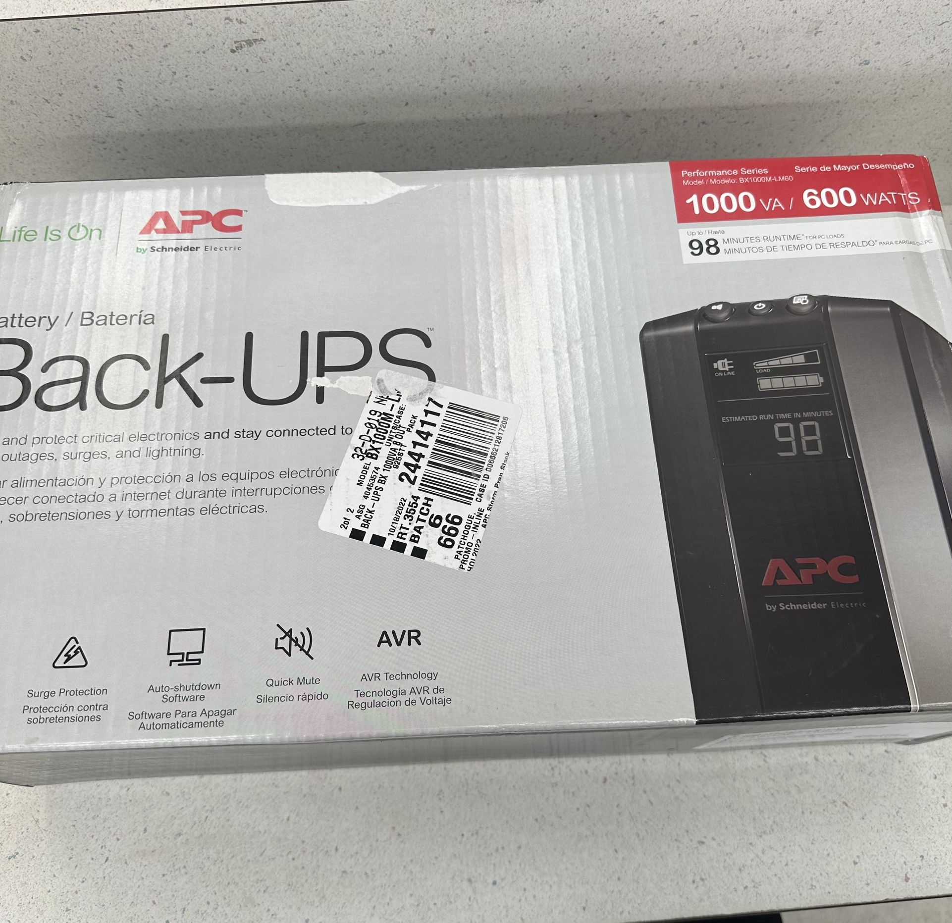APC BX1000VA/600W Back-ups Pro (8outlets)