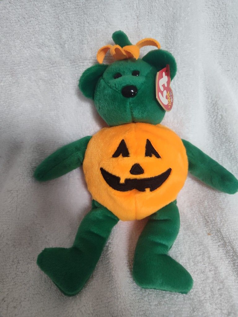 Ty, Beanie Baby, Tricky The Teddy Bear, Pumpkin