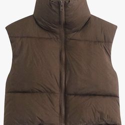 Womens Brown Puffer Vest 