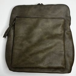Olive Green Faux Leather Backpack