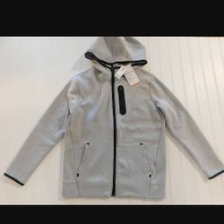 NWT Old Navy Active Boys size M (8) Gray Hoodie Jacket ~ Built-In-Flex 

