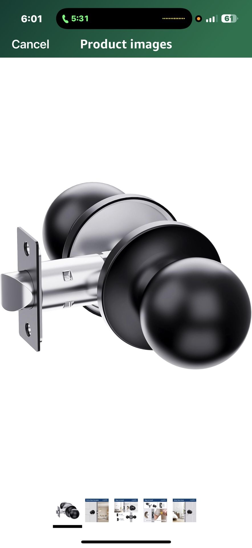 Round Door Knob H200, Non Locking Door Knob, Dummy Knob Door Handle Set, Door Knobs Interior for Bedrooms, Bathrooms, Cupboards, Closets, Pantries, Le