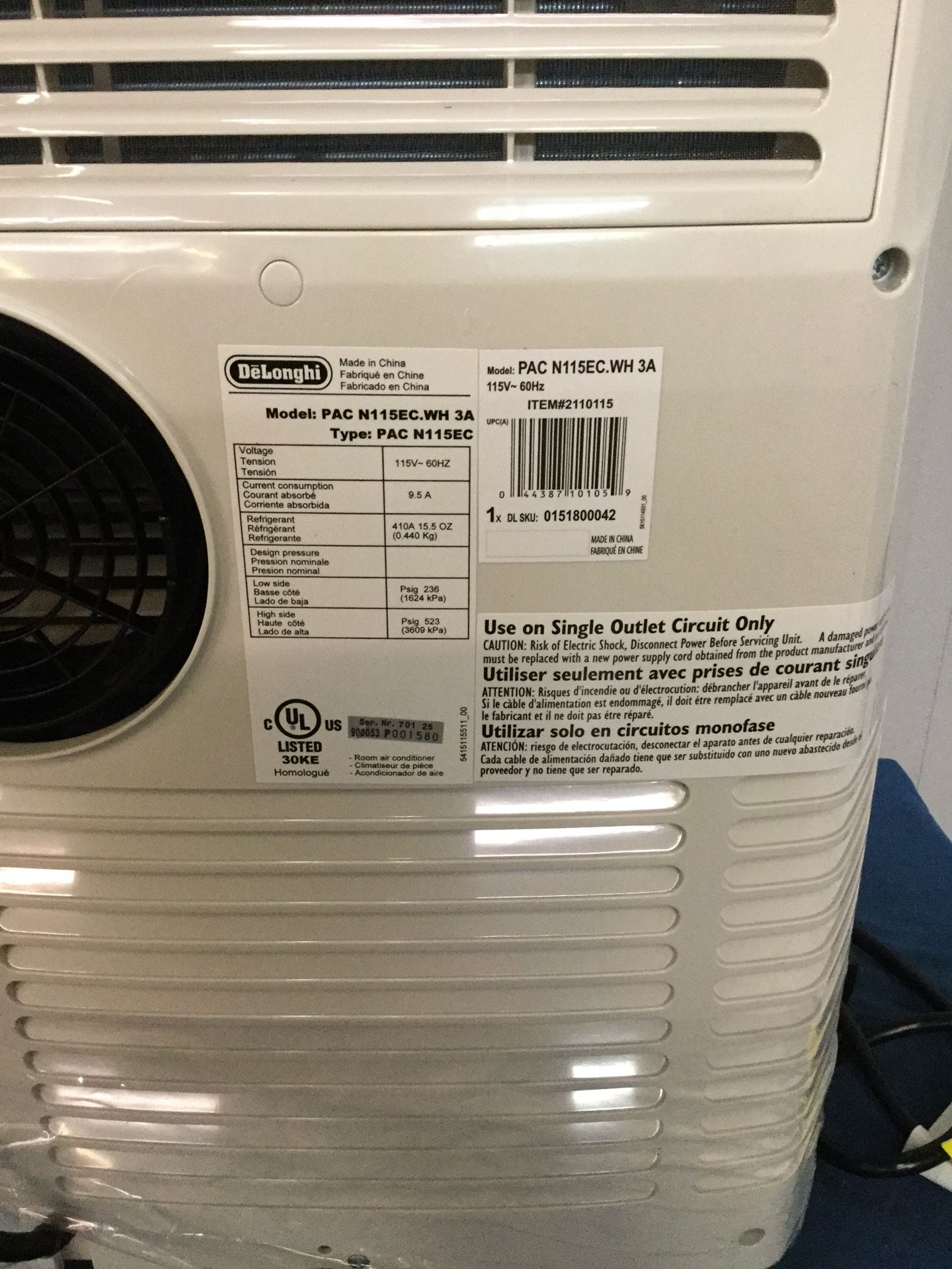 Delonghi Pac N115ec Air Conditioner