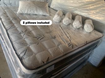 ✨Mattress Pillow Top✨ 🛏️ 2 pillows included 🔸12” inches tall 🔹All sizes  🟠Queen sizes $199 🟡Full sizes $180 🟢Twin sizes $150 🔵Cal king $330 🟣E