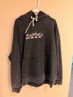 Mickey Mouse Embroidered Acid Wash Hoodie XXL