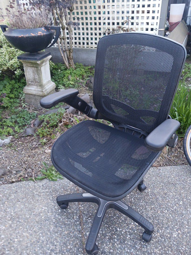 Office Desk Chairs Mesh Folding Arms Adjustable Height Two Available Priced Each