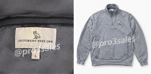 OVO owl grey cargo sweatpants / OVO owl grey quarter-zip sweatshirt