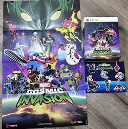 Marvel Cosmic Invasion PS5 Deluxe Edition Box Character Art Poster Sticker X Her
