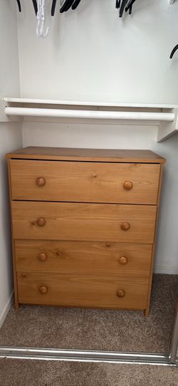 Wood 4-Drawer Dresser / Chest – Natural Finish