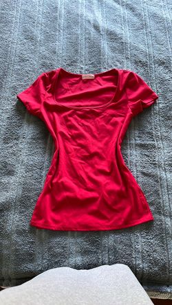 y2k square neck bright red top