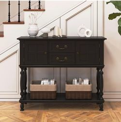 42 inch Entryway Table with Drawers, Farmhouse Console Table
Solid Wood Spindle Legs, Behind Couch Sofa Table with Open Storage Shelf for Entrance, Ha