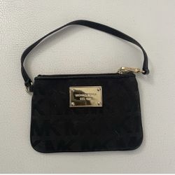 Michael Kors Black Wristlet With Gold Plaque