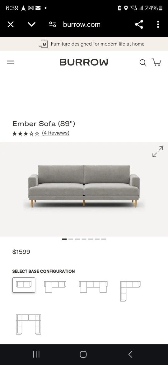 Burrow Modular
Nomad Sofa with
Ottoman