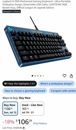 Logitech G Pro Keyboard - League of Legends Edition