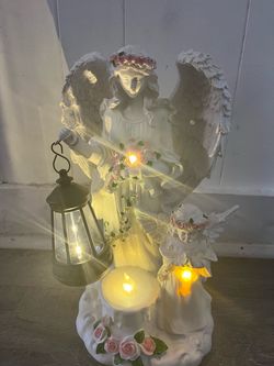 Angel Figurine with LED Lights and Lantern have