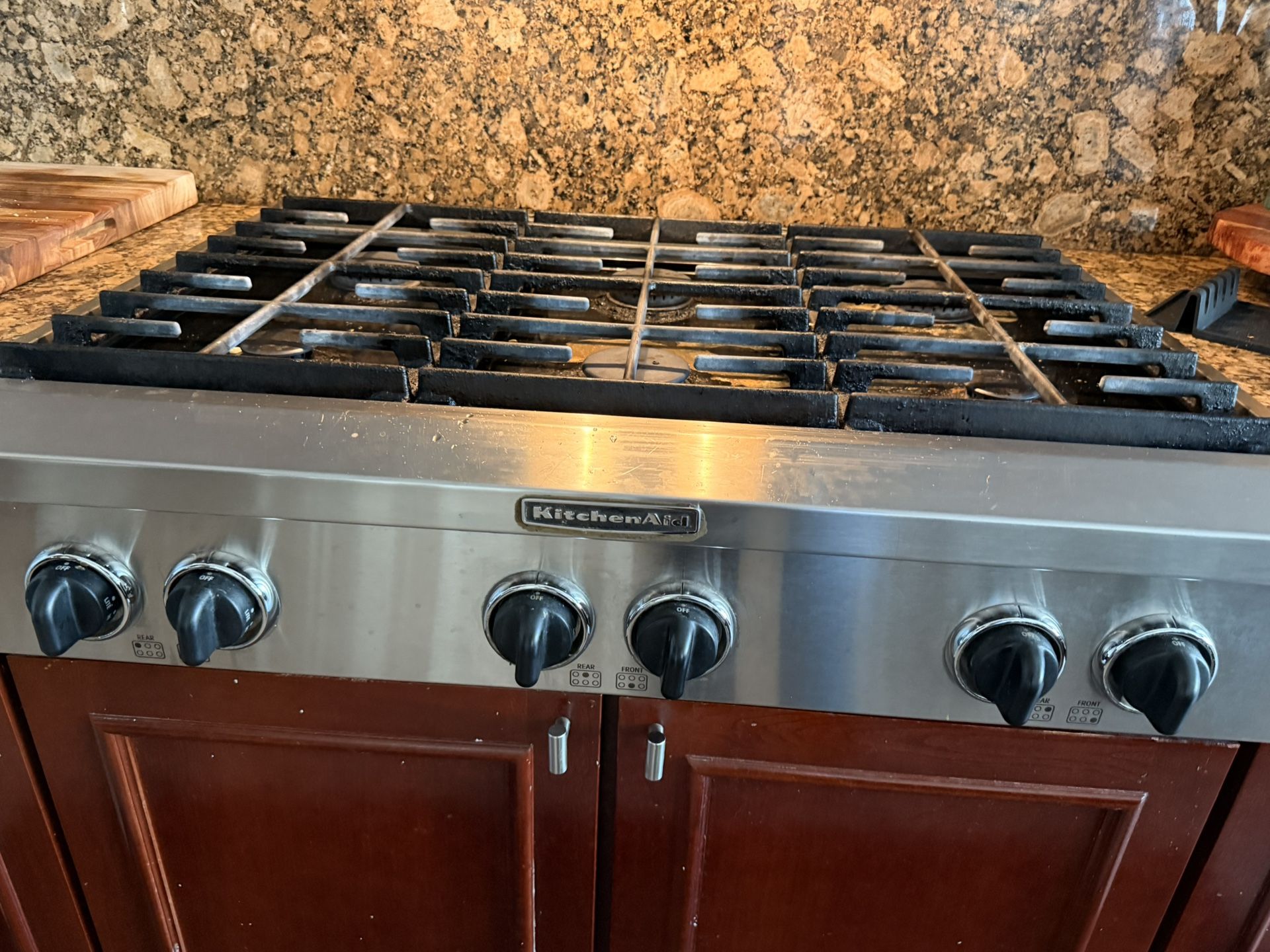 KitchenAid 6 Burner Gas Cooktop / Rangetop – Stainless Steel – Works Good